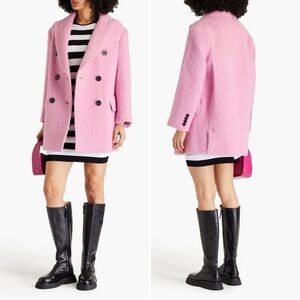 STAND STUDIO Esme Pink Double-Breasted Wool Coat Jacket NWT Size 32 (US 0) XS